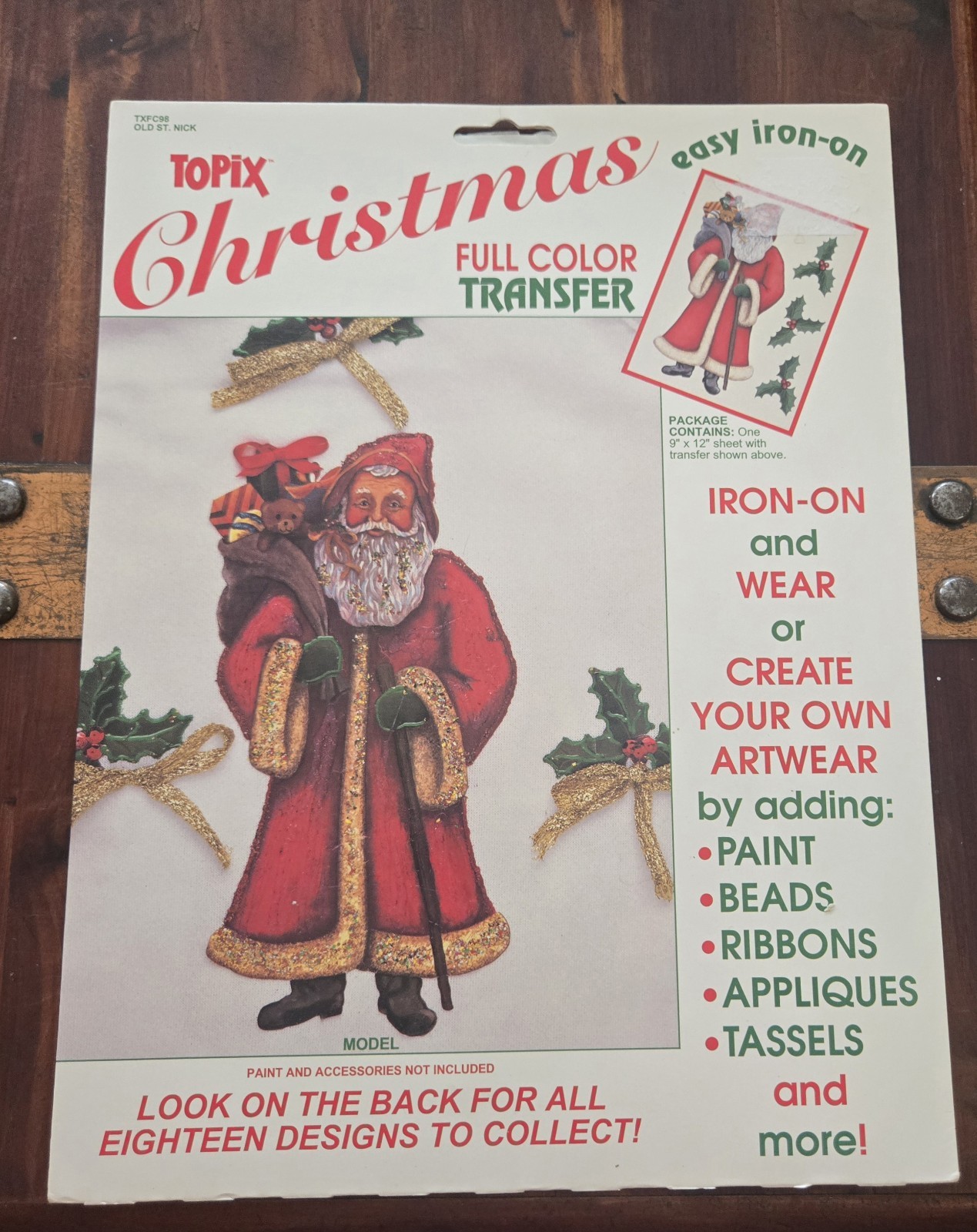 Vintage NOS Topix Iron-On Transfer TXFC98 Old St. Nick Holiday Christmas Design