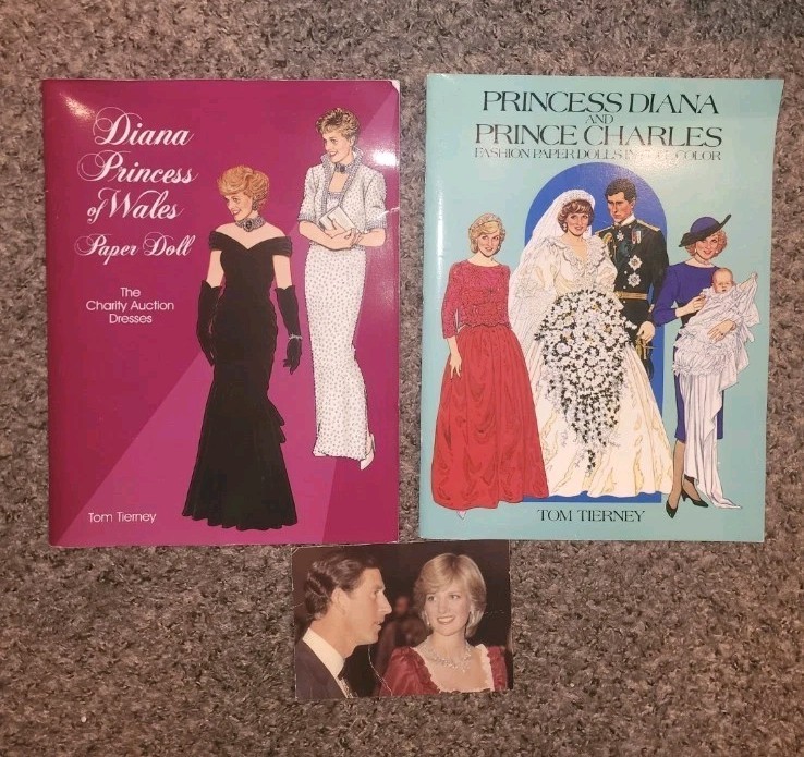 Princess Diana Paper Doll Books- Lot Of 2 + RARE POSTCARD