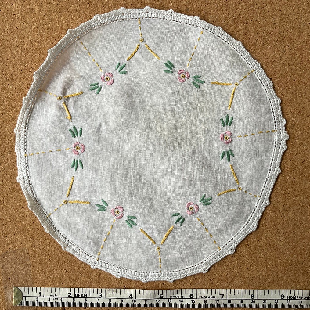 Vintage Handmade Doily cottage core 22  cm diameter