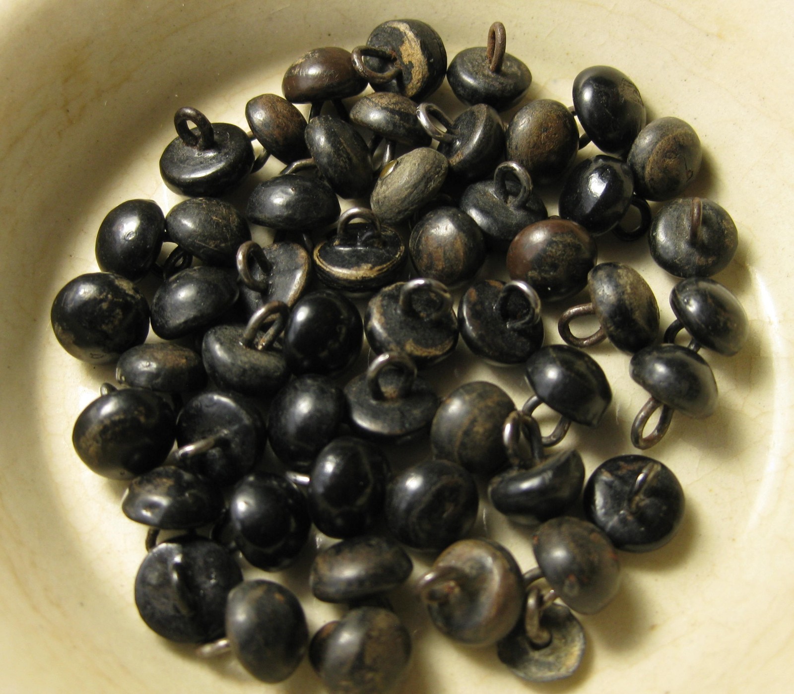 Antique Vintage Lot of 50 Leather Shank Shoe Buttons - 5/16"