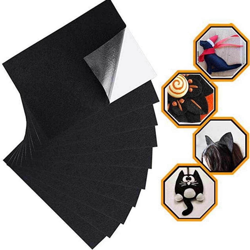 Adhesive Felt Sheet Black Felt 8.3x11.8in 1mm Fabric Adhesive Sticky Back Sheets