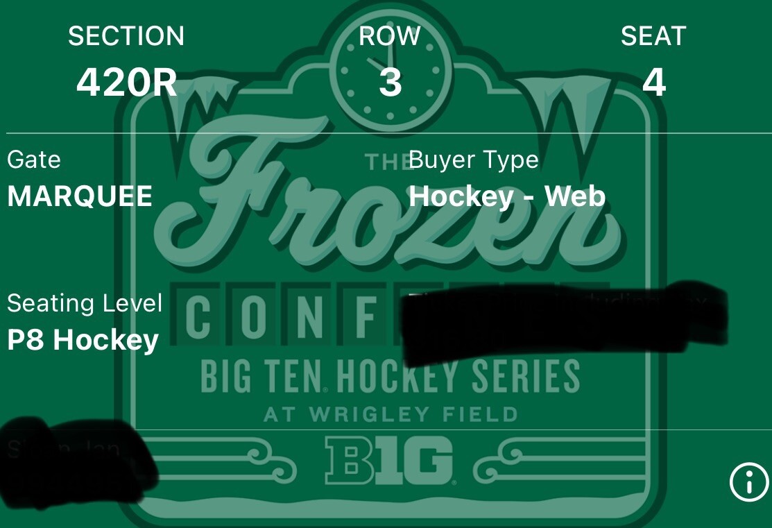 Frozen Confines Wrigley Field 2025 420R Ticket