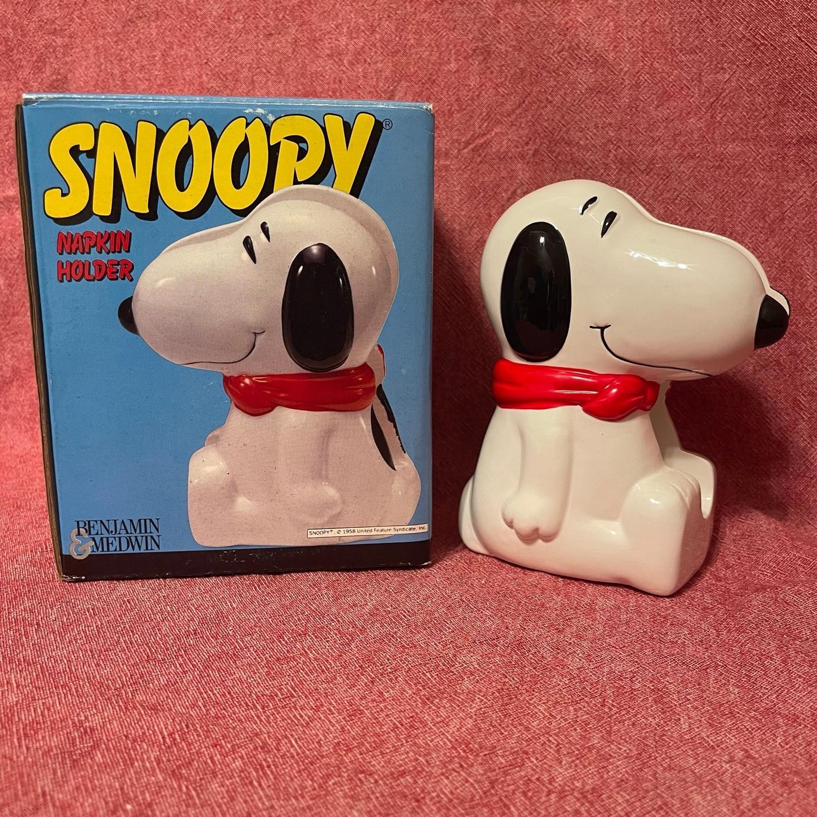 Vintage 1993 Snoopy Napkin Holder by Benjamin & Medwin with box