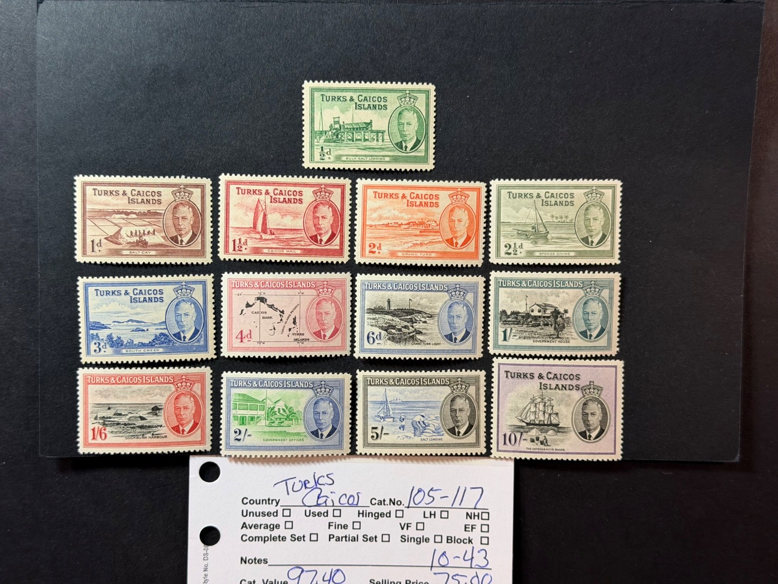 Turks & Caicos Islands   # 105 - 117   MLH   2026 Scott Catalogue Value $ 97.40