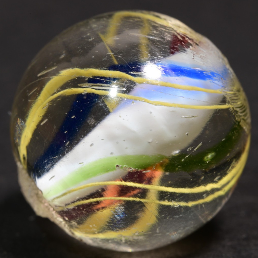 Solid Core German Handmade Antique Marble Open TriLevel in Pastel 15.2mm 19/32''