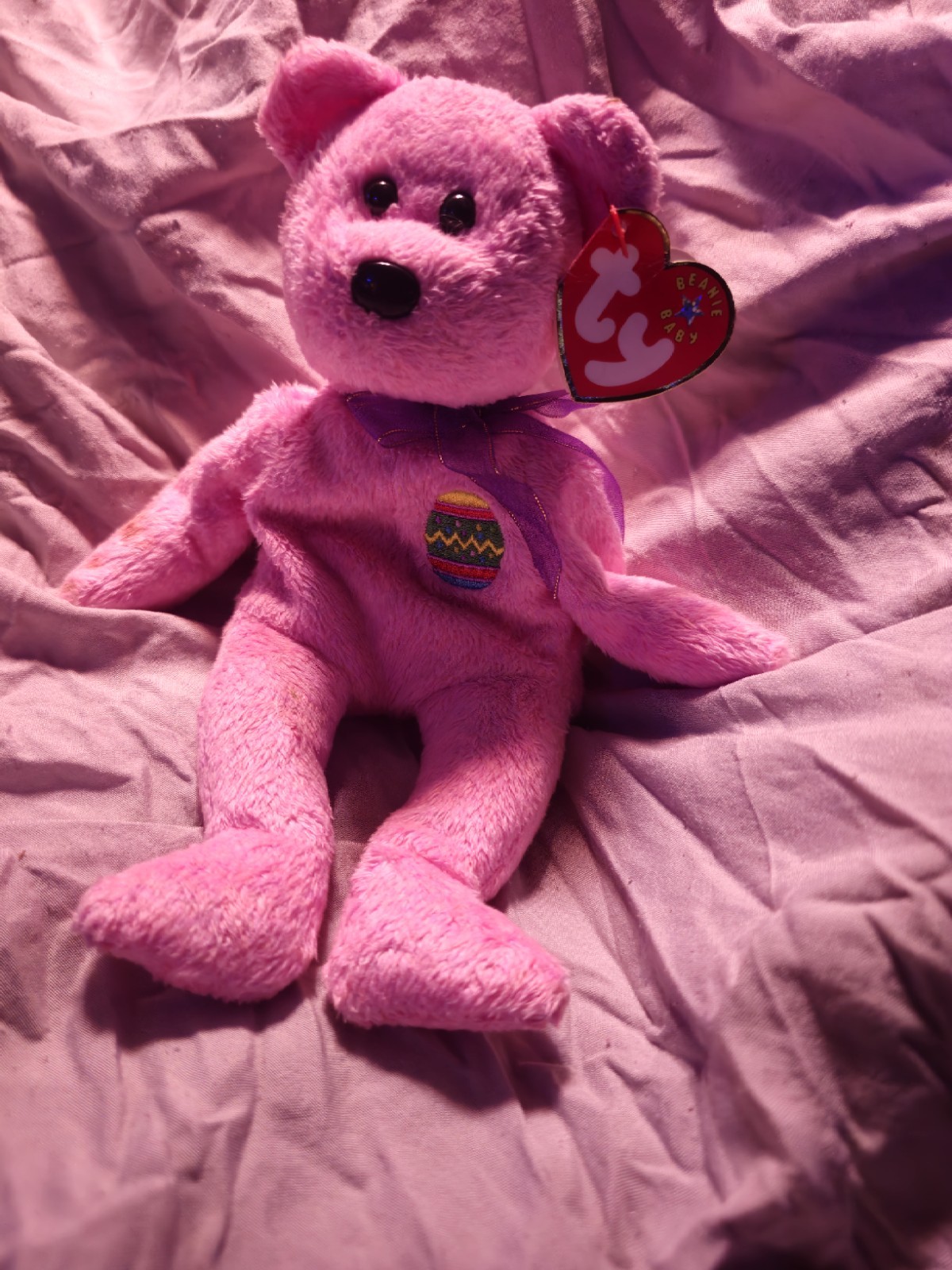 Ty Beanie Baby Eggs the Pink Bear DOB April 23, 2000 W Tags