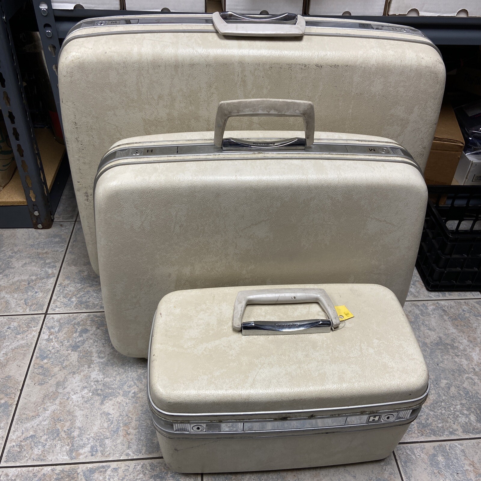 Vintage Samsonite Suitcase White 3 Piece Set Retro Vintage Samsonite Makeup Case
