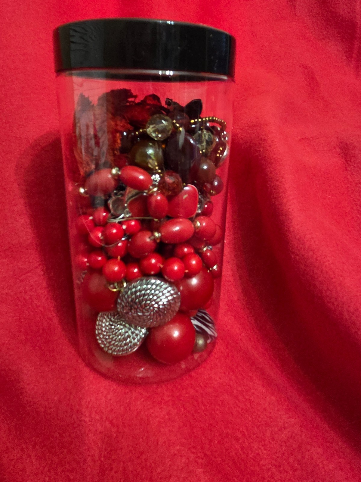 Mystery Jewelry Jar - Red Themed Jewelry  32oz Lot B6