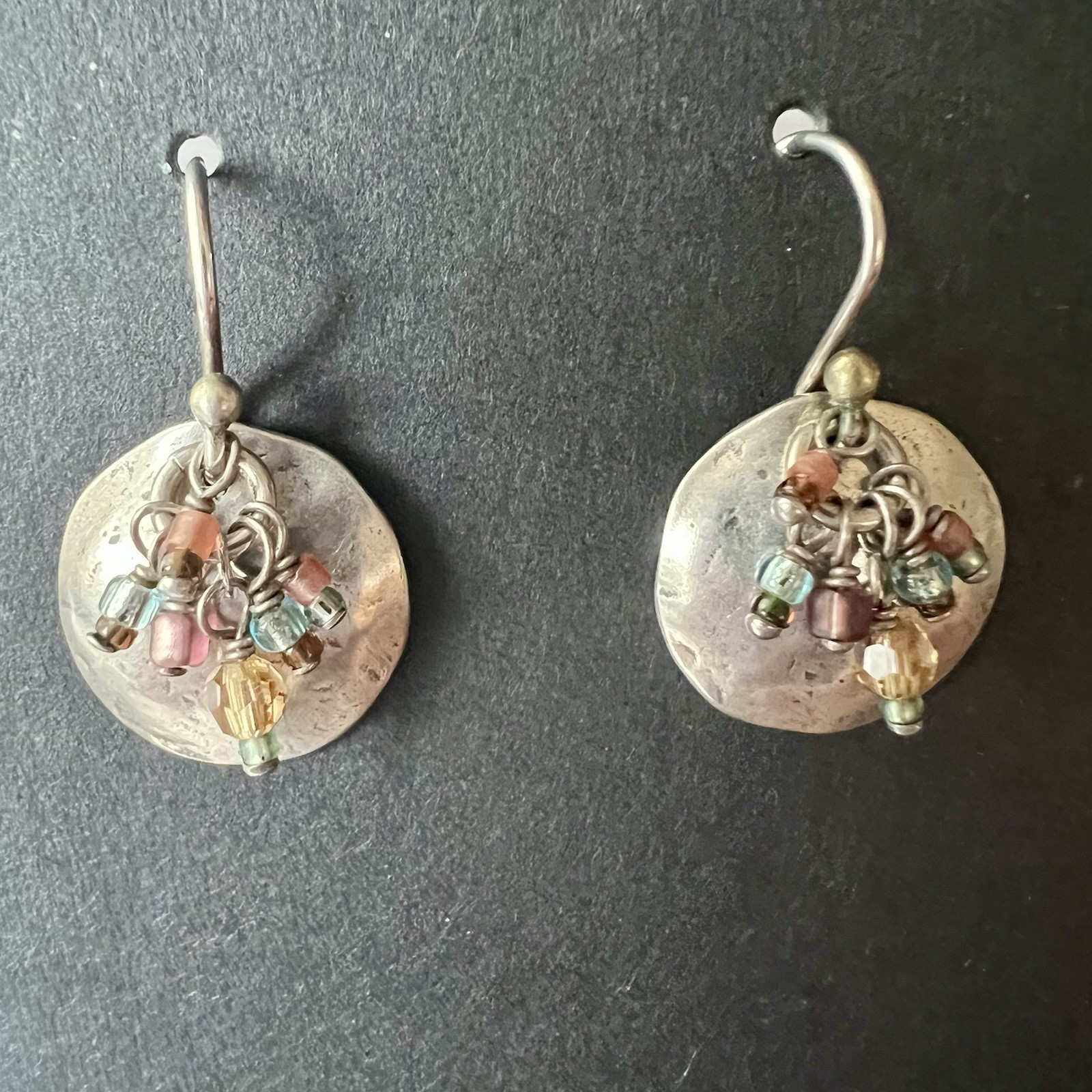 Silpada Sterling Silver Petite Glass Bead Dome Disk Dangle Earrings W1997