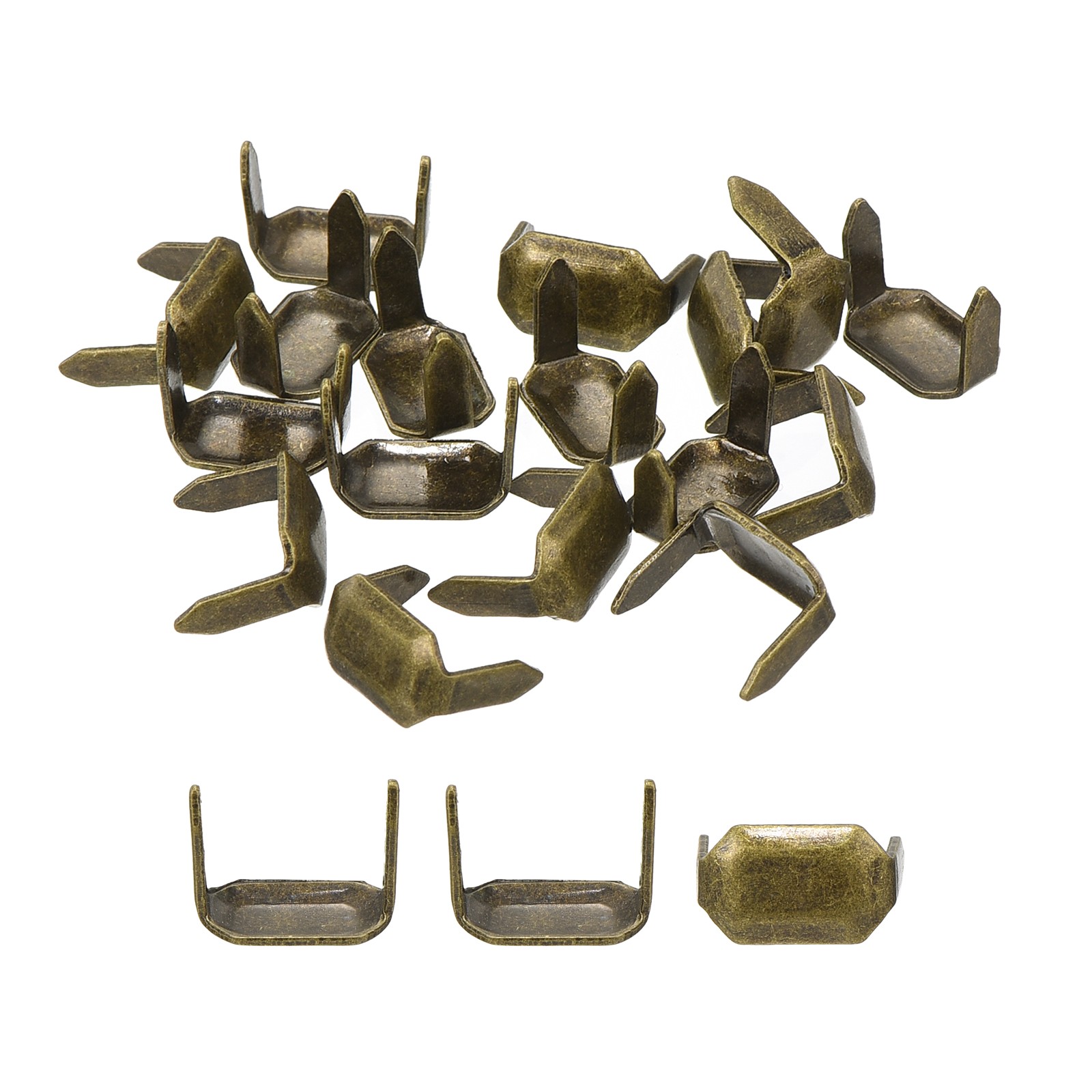 30Pcs Brass Leather Staples, 8mm Leather Belt Loops Fastener Holder, Bronze