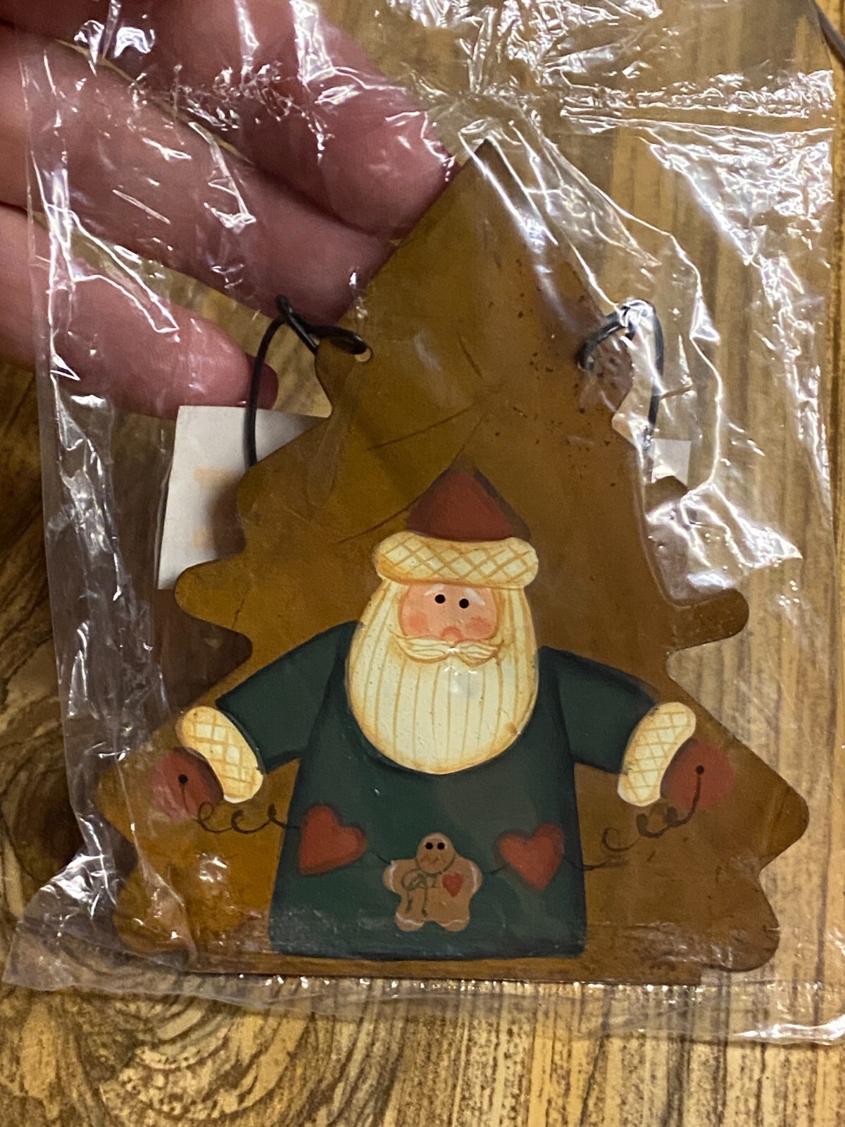 Crazy Mountain Henton Tree w Snowman Tin Christmas Ornament UNused NOS