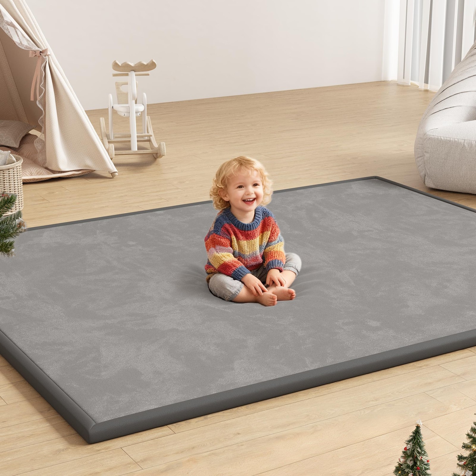 Baby Play Mat 1.3 Thick Memory Foam Tummy Time 71 x79 Coral Velvet Floisdace