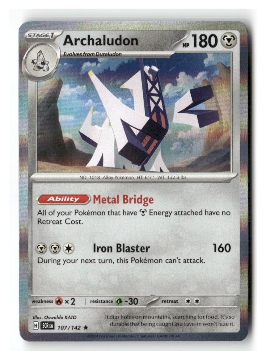 Archaludon 107/142 Rare Stellar Crown Pokemon Holo Near Mint