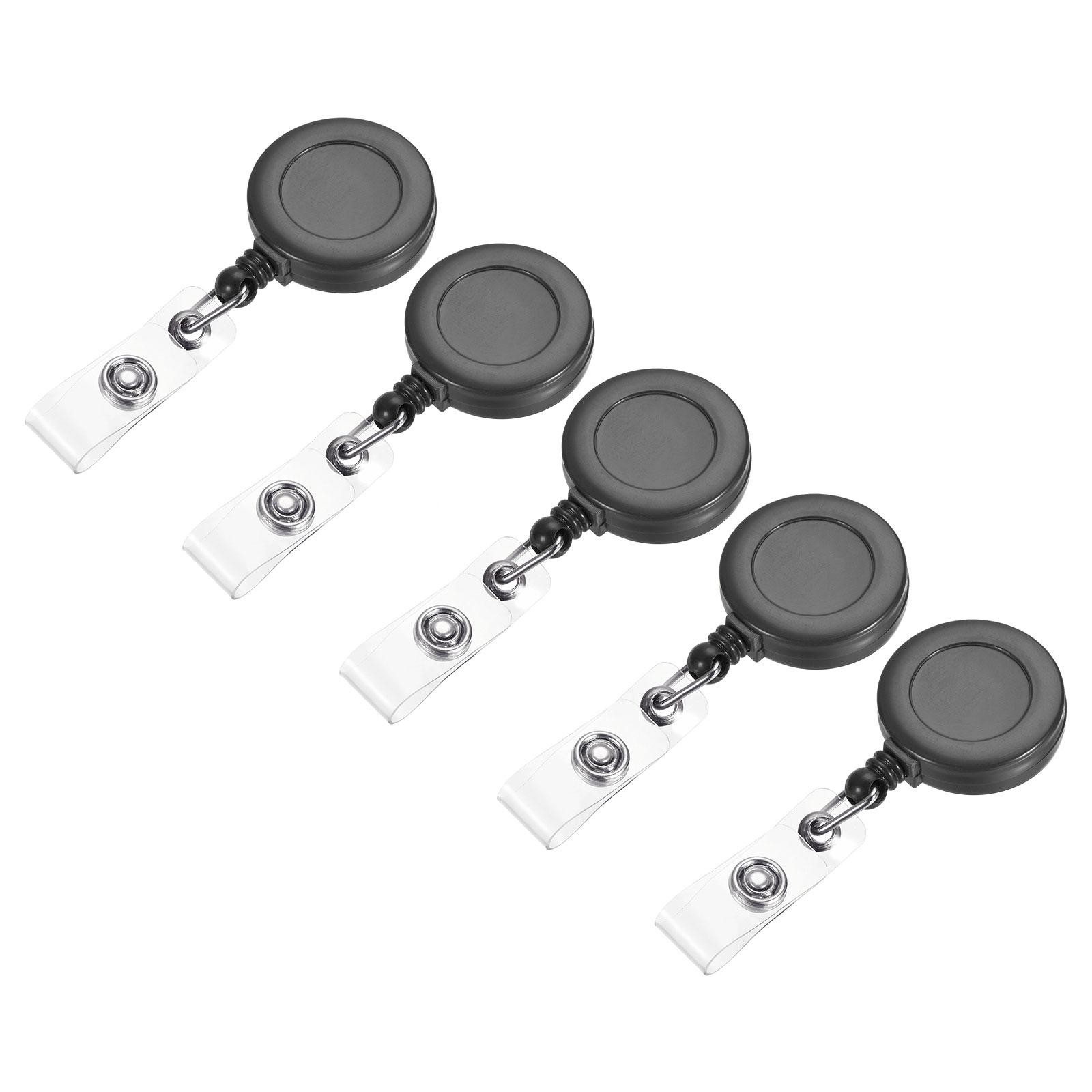 Retractable Label Holder Round Coil for ID Card, Black pcs 10.
