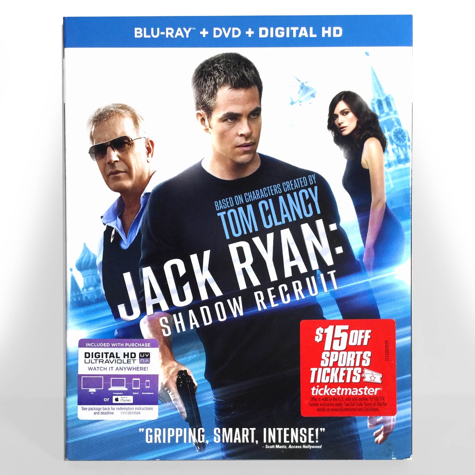 Jack Ryan: Shadow Recruit (Blu-ray/DVD, 2014) Like New w/ Slip !    Chris Pine