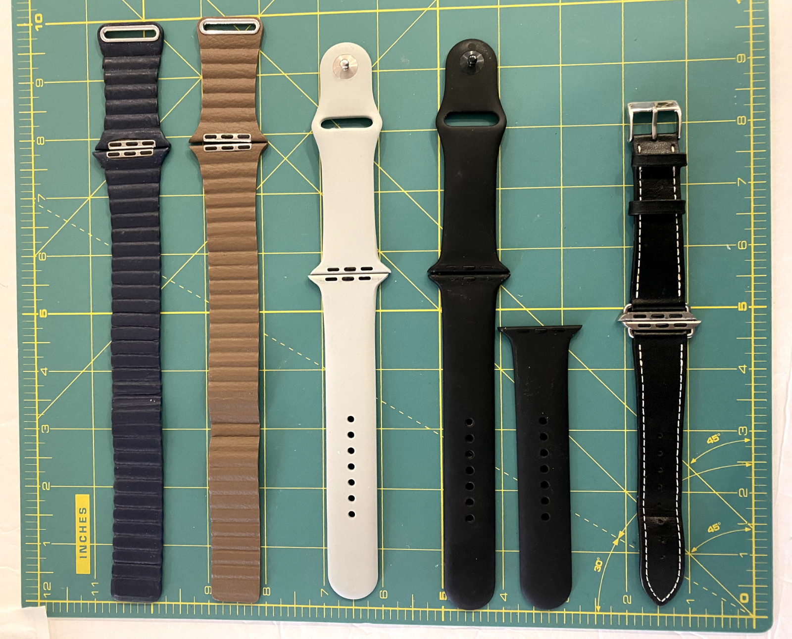 Apple Watch Bands 42MM Mixed Lot 2 new Silicone; Used 1 Black Leather 2 magnetic