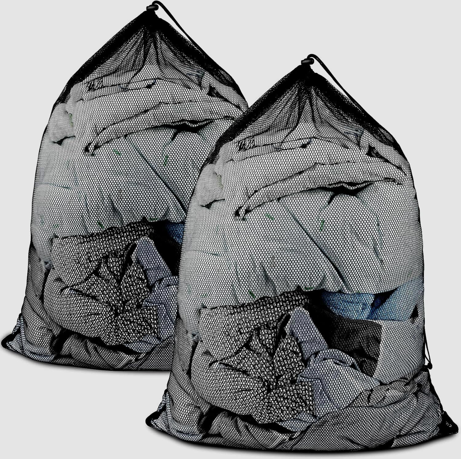 2 Pack Large Mesh Laundry Bags, 24" x 36" Heavy Duty Strong Drawstring Dirty Clo