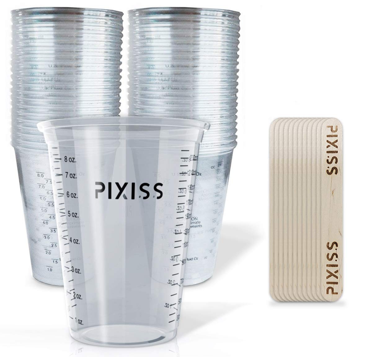Pixiss Disposable Epoxy Resin Mixing Cups with 50x 10-Ounce, Clear 