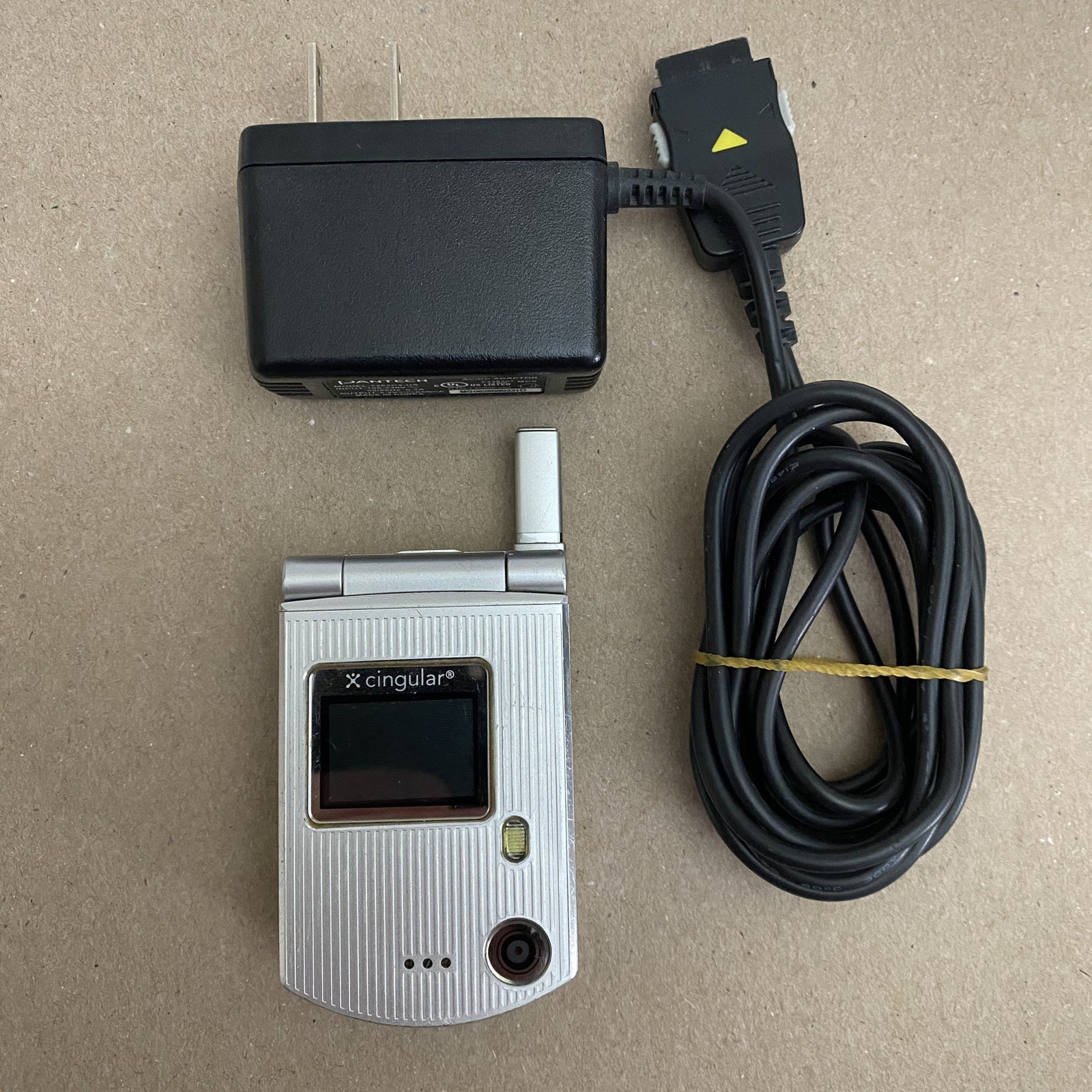 Pantech PG-C300 Silver Super Rare Tiny Mini Flip Phone Charger Powers On Y2K