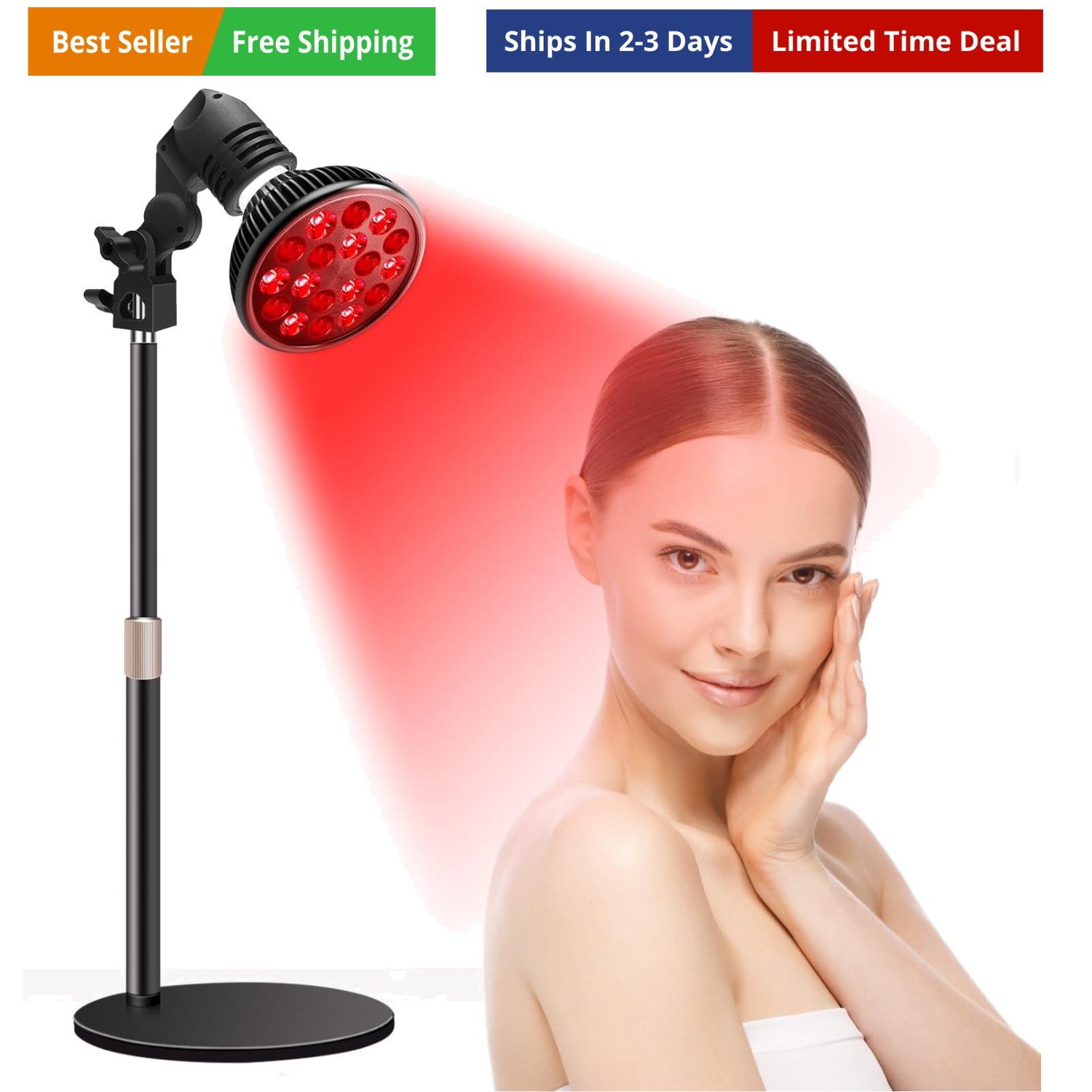 Red Light Therapy Lamp with 16.5 inch Adjustable Stand, 660nm Red Light and 8...