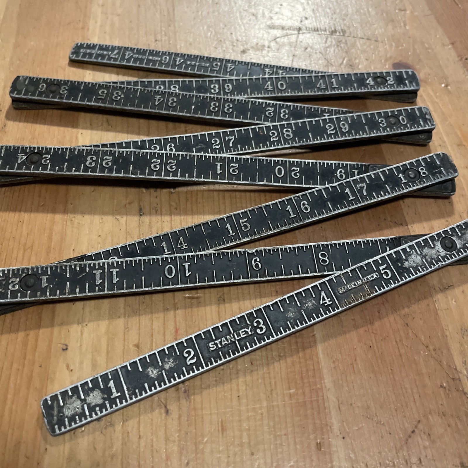 Stanley no 424 Metal Folding Tape Measure 48” Vintage USA Tools 