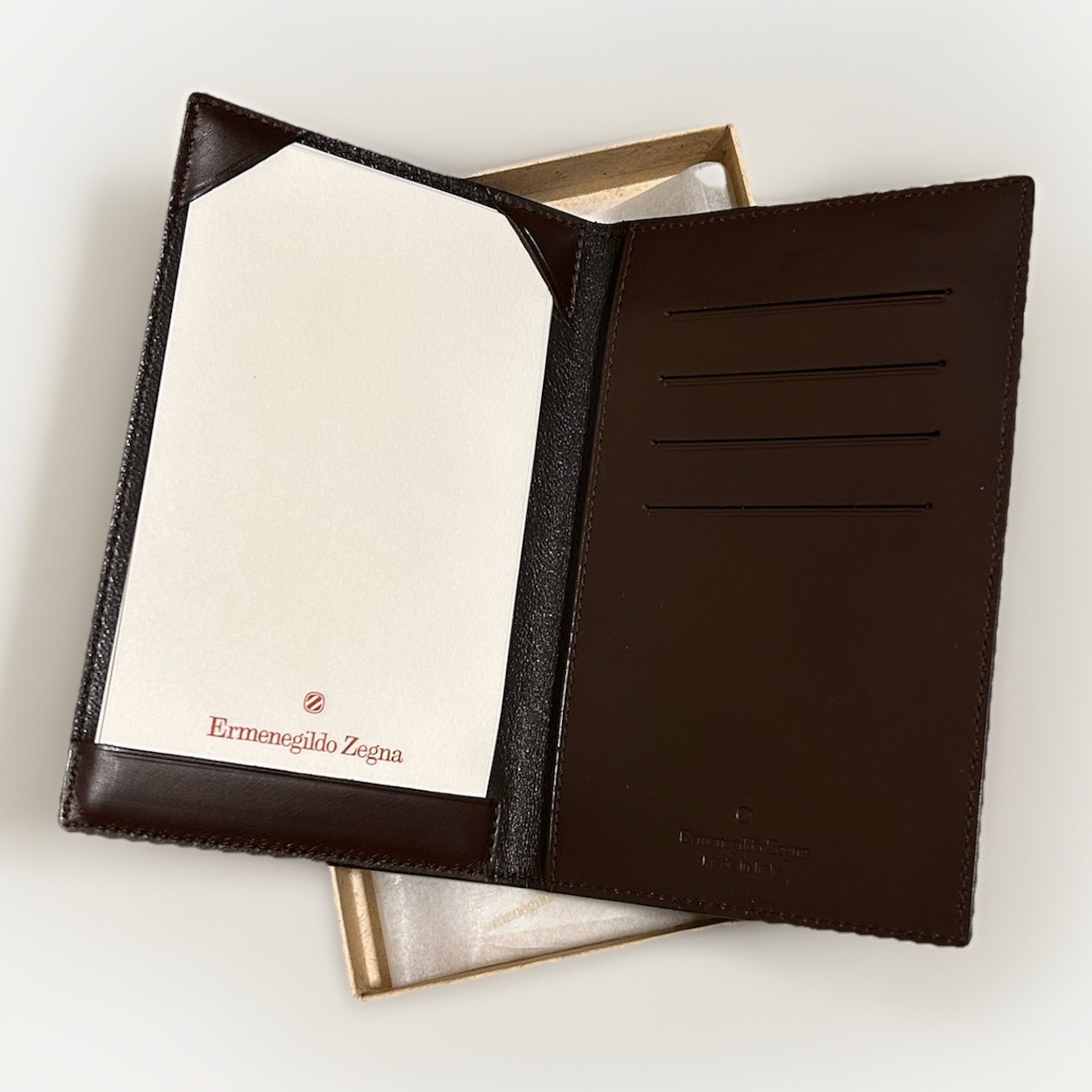 ZEGNA Passport Wallet  With Notepad, Made In Italy, NO TARIFF