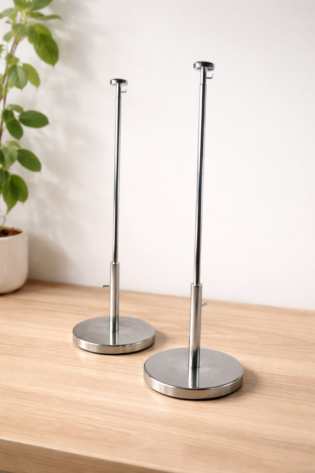 Set of 2: Metal Retail Display Stand Adjustable Chrome Display Holder