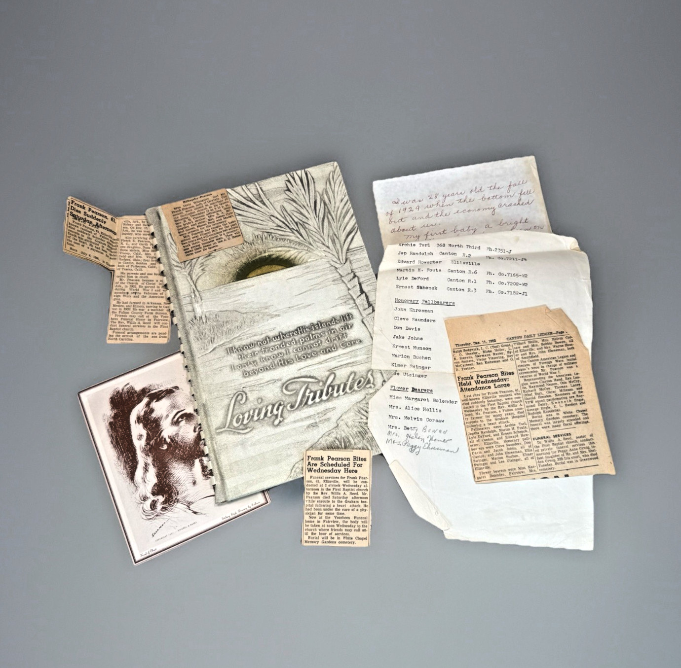 1952 Loving Memory Funeral Register Guest Book w/Obit Articles Pallbearers List