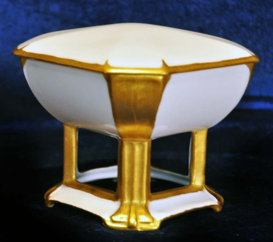 NEOCLASSICAL PORCELAIN BOX MZ Austria RELIEF DISH NOUVEAU GILT Moritz Zdekauer