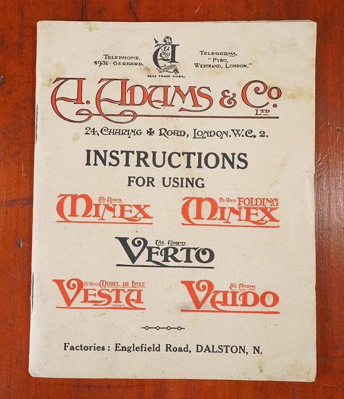 ADAMS INSTRUCTION BOOK FOR MINEX, FOLDING MINEX, VERTO, VESTA, VAIDO/226672