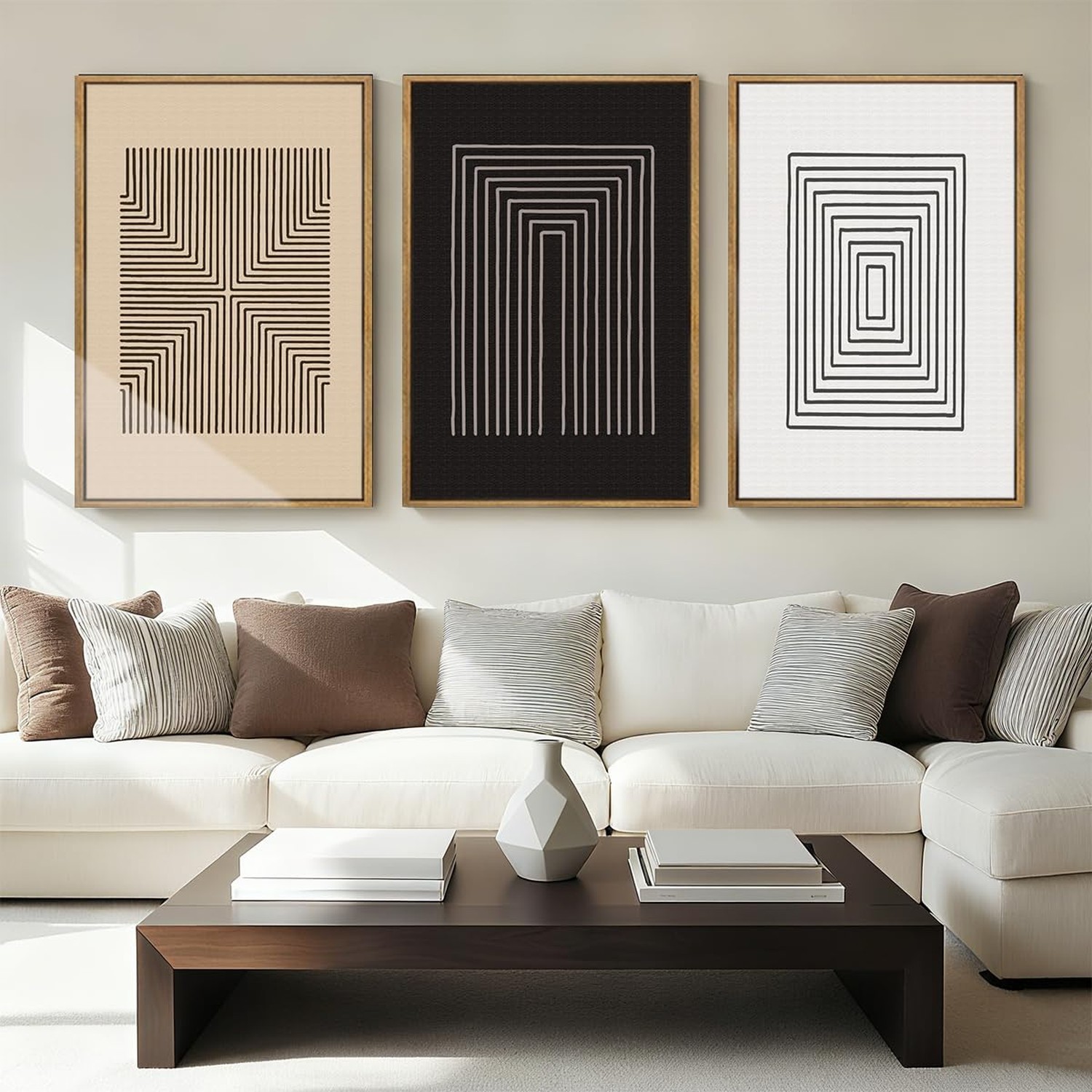 Anyzal Abstract Modern Wall Art Framed Brown and Black Illustration Wall Deco...