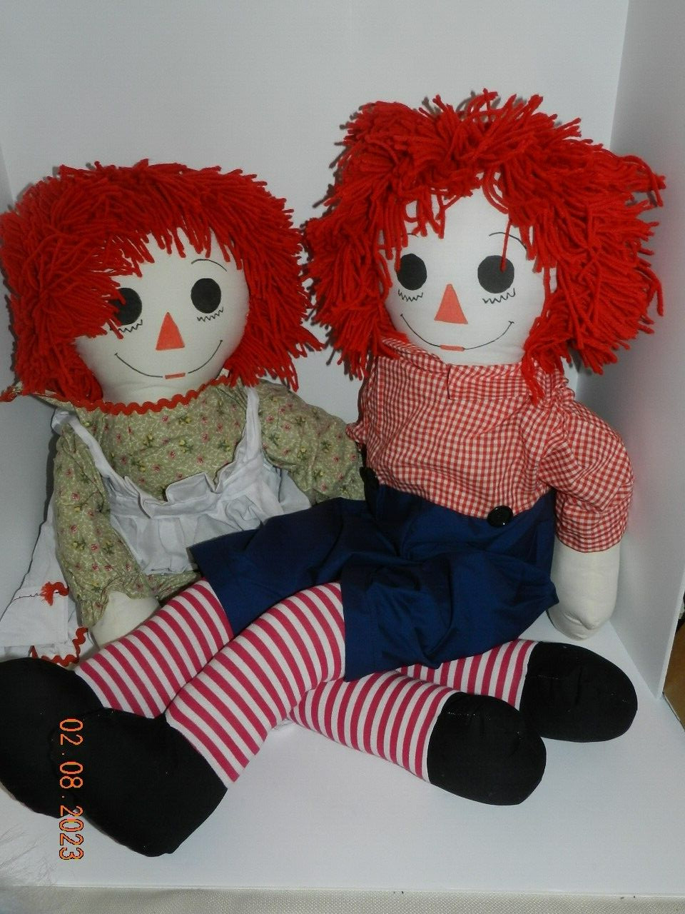 Plush Raggedy Ann & Andy Set 36" tall set Vintage homemade