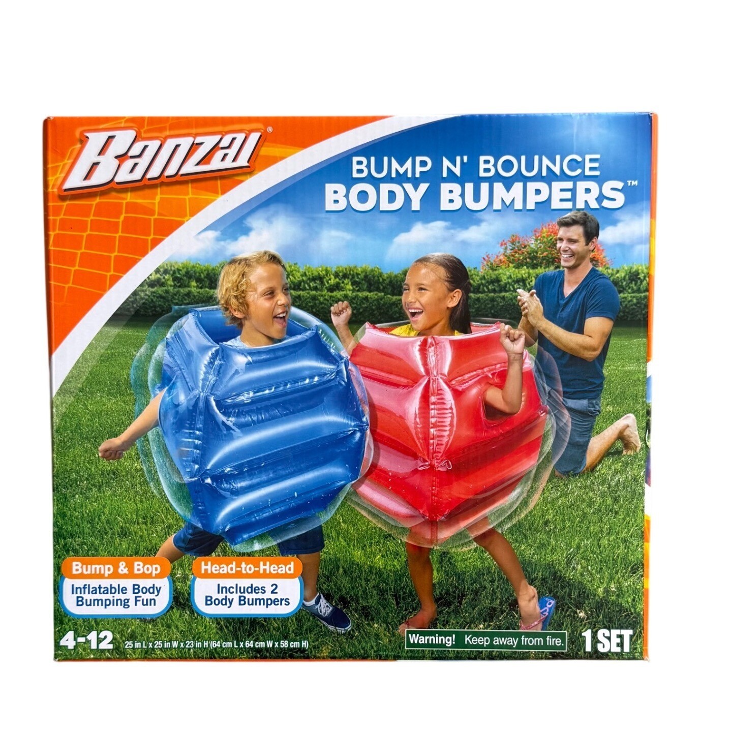 Banzai Bump N Bounce Body Bumpers Inflatable Kids Outdoor Play 2 Pack