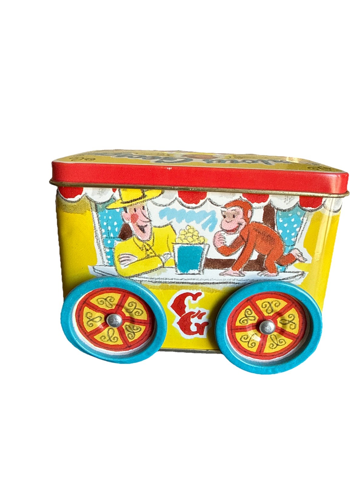 Curious George Tin Coin Bank Rolling Circus by Schylling Vintage