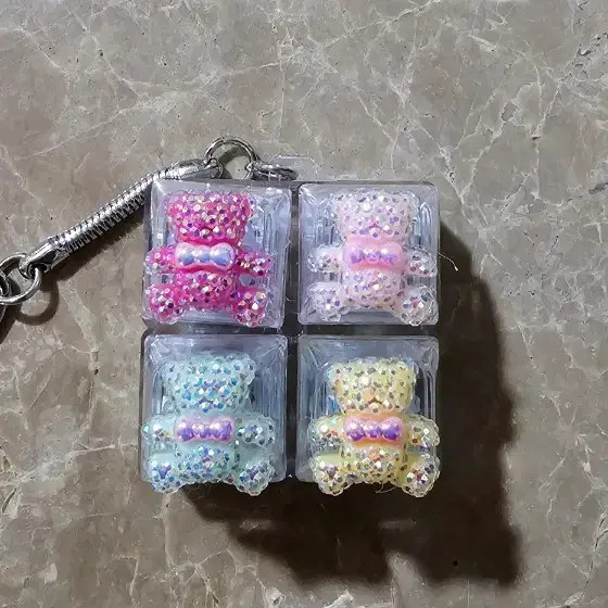 Cubic Bear Keycap Keyring with LED Light