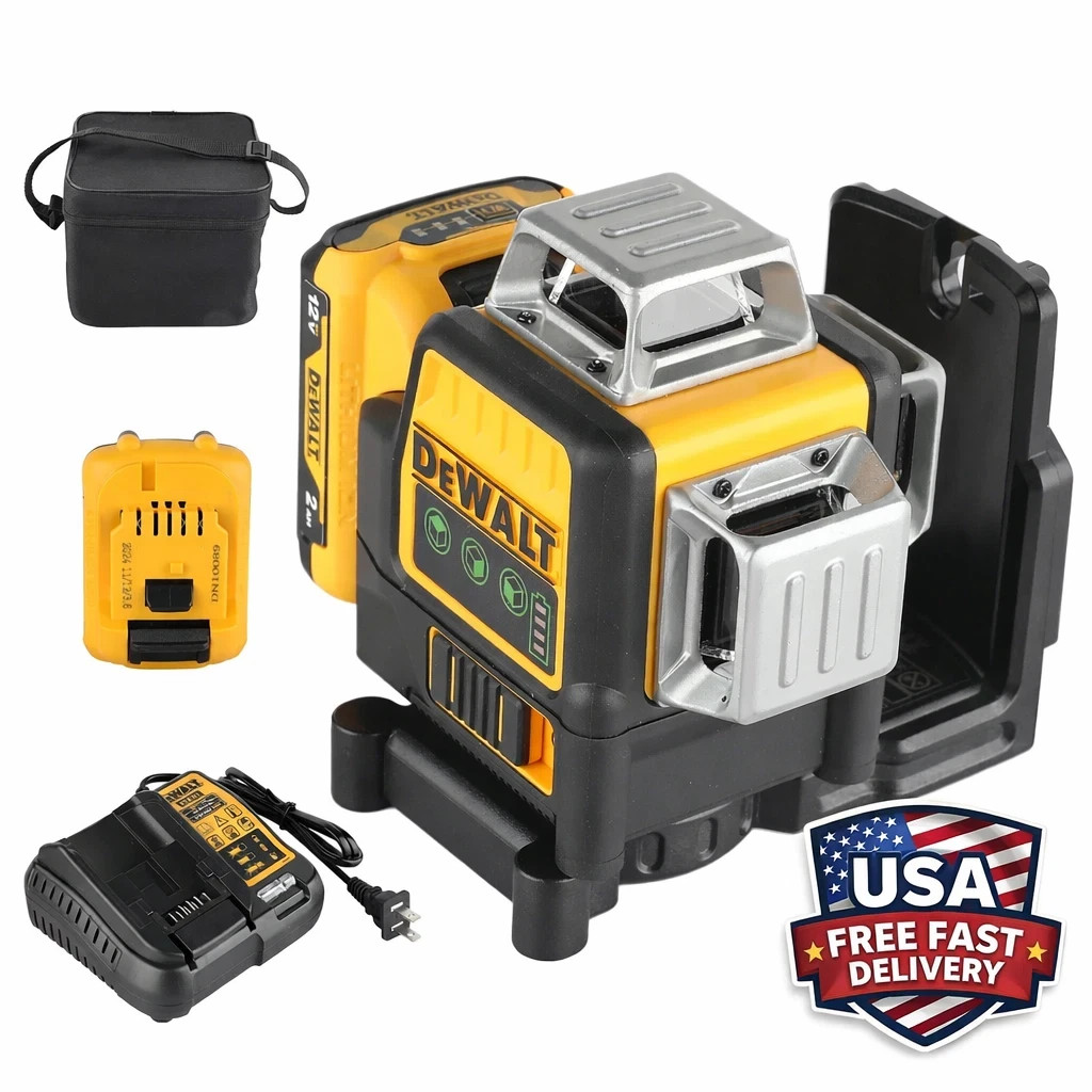 DeWalt DW089LG 12V Green Line 3 x 360 Laser Level Laser + battery + charger
