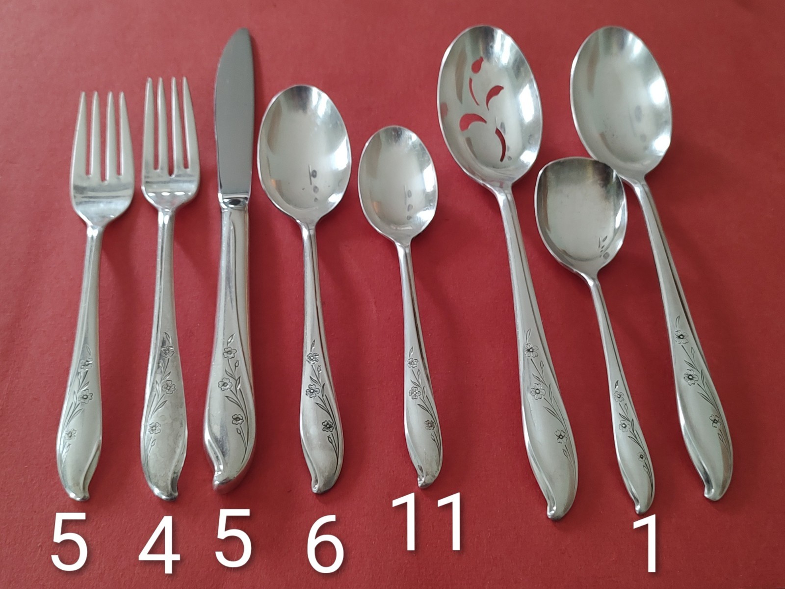 34pc 1847 Rogers Bros SPRINGTIME Silverplate Spoons Dinner Salad Forks Knives IS