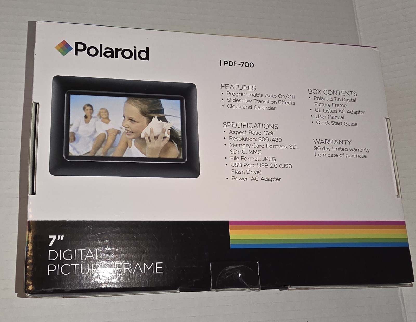 Polaroid 7" Digital Picture Frame PDF-700 Photo Memories In High Resolution