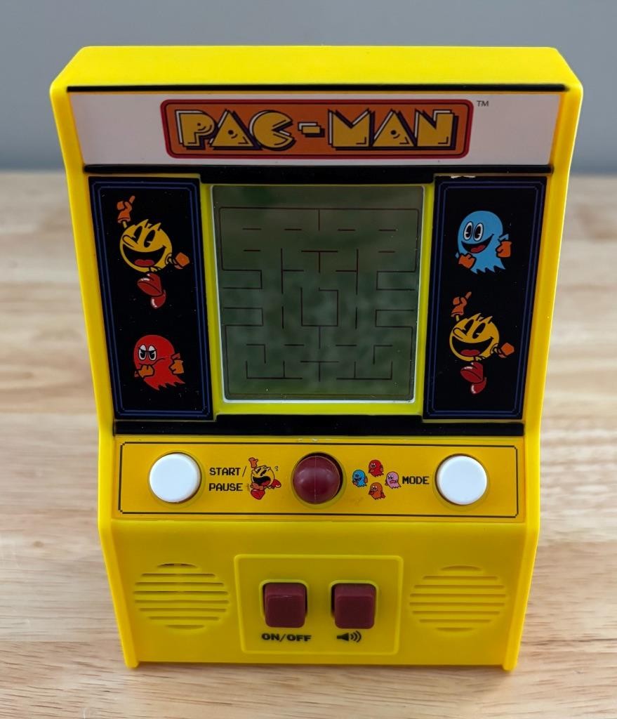 Vintage Pac-Man Mini Arcade Game Handheld Video Game Yellow Tested Works