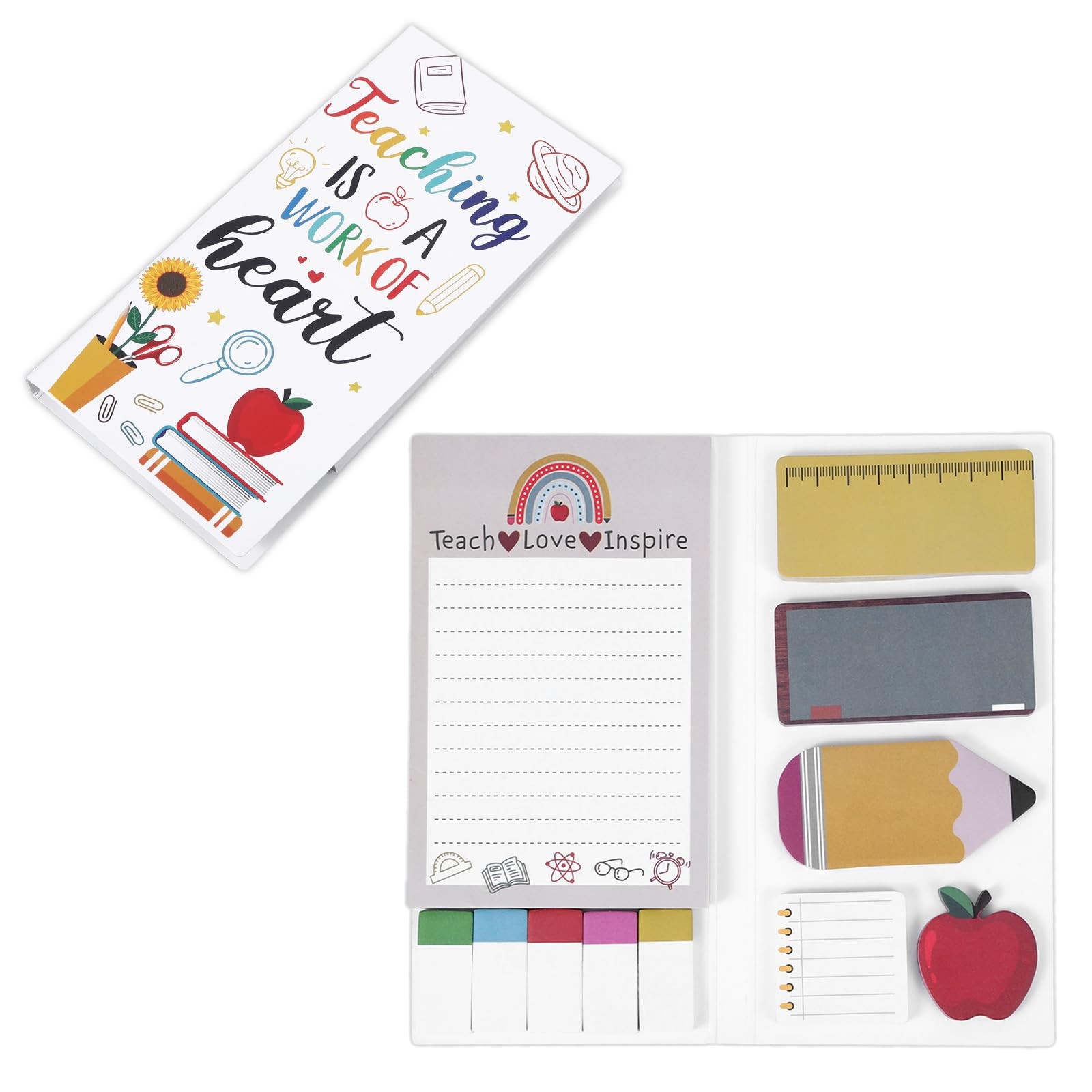 Teaching is A Work of Heart Teacher Sticky Notes Supplies Set, White 