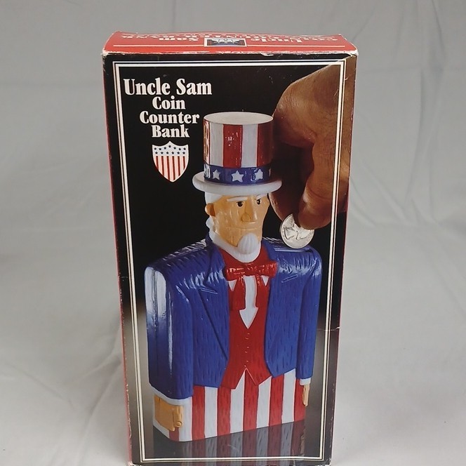 Uncle Sam Coin Counter Character Piggy Bank Plastic