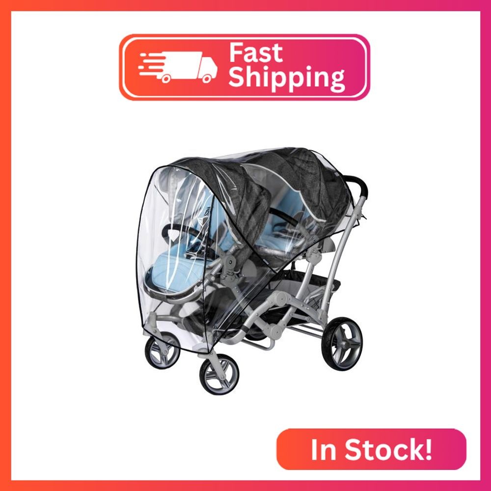 bemece Double Stroller Rain Cover, Weather Shield Double Stroller for Front and 