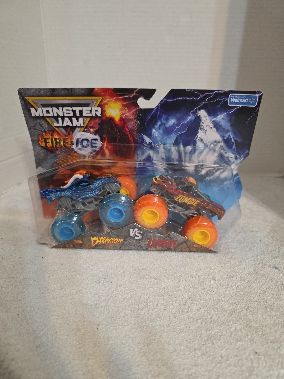 Monster Jam Fire And Ice Dragon Vs Zombie New Walmart Exclusive Trucks