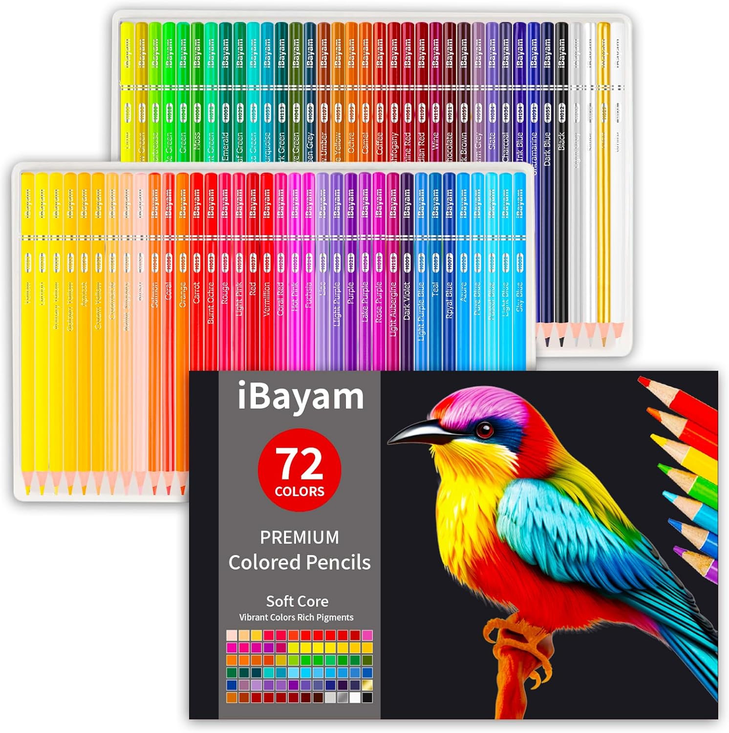 72 Count Colored Pencils for Adult Coloring Books, Soft Core, Ideal for Drawing 