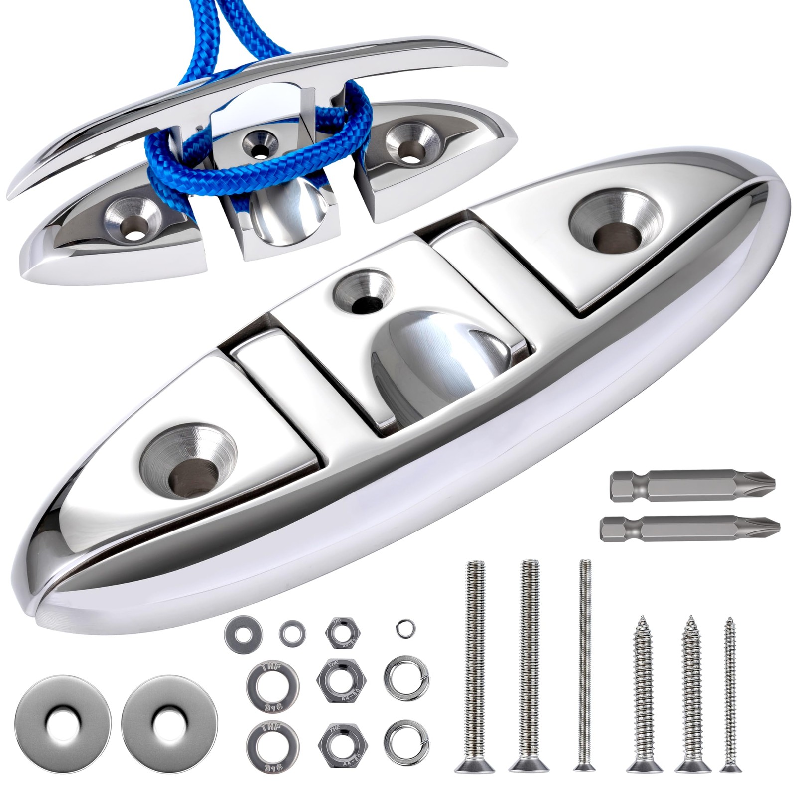 5" / 6" / 8" 316 Stainless Steel Boat Folding Cleats，Flip up Dock Cleat for D...