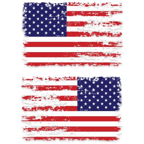  American Flag Decals - Distressed Forward & Reverse 2-pack (Forward & Reverse)