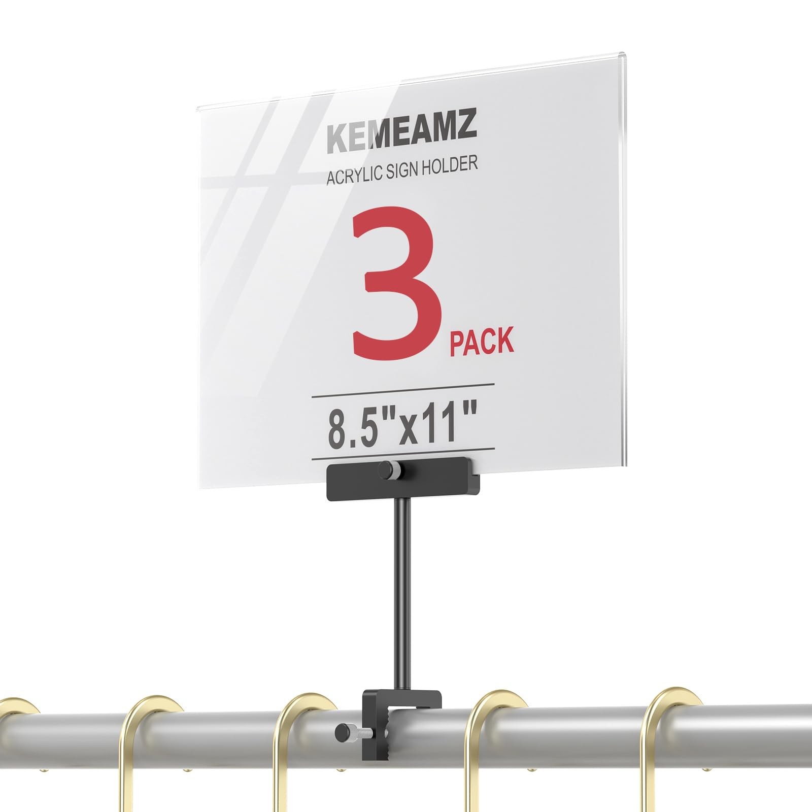 KEMEAMZ Aluminum Sign Holder Clamp 8.5x11 Acrylic Frame Card Display Black