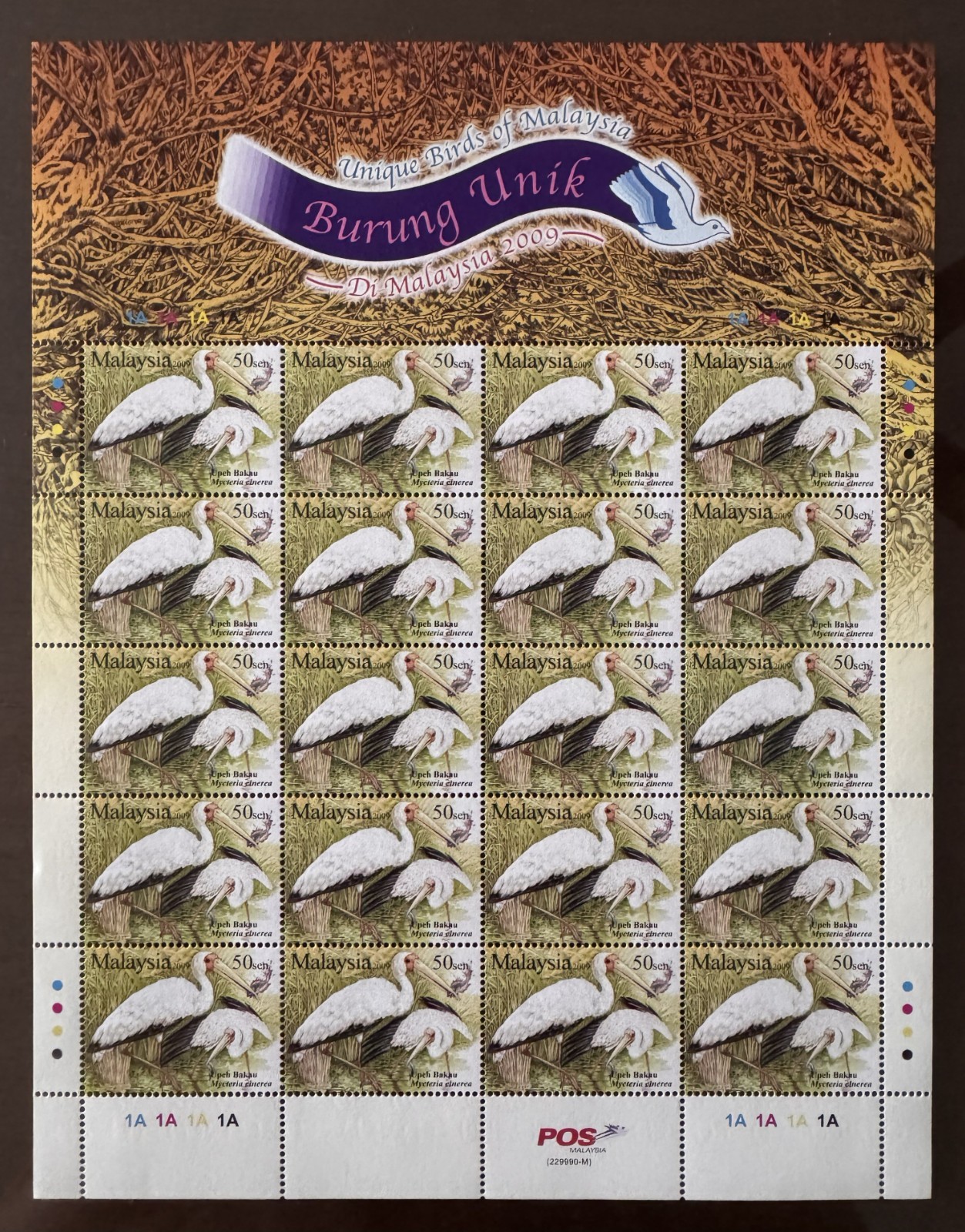 MALAYSIA 2009 Unique Birds 50s sheet of 20V MNH SG#1545