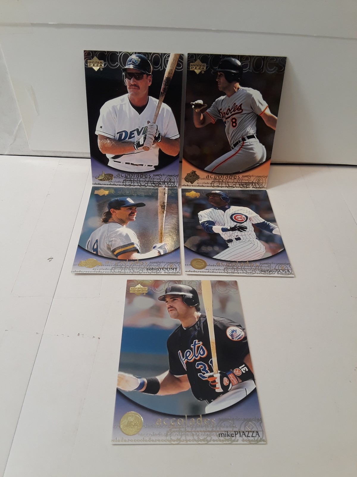 Lot of 5 2000 Upperdeck Accolades,Sosa,Yount,Piazza,Boggs and Ripken