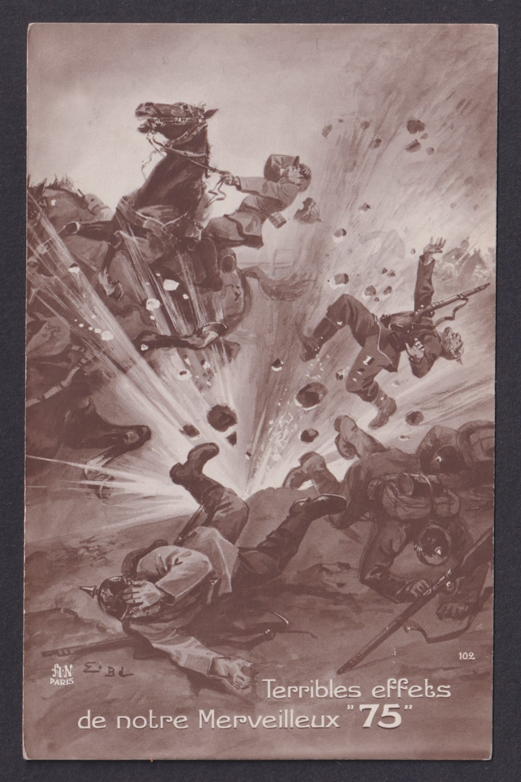 FRANCE, Postcard, Terribles effets de notre Merveilleux "75", Propaganda, WWI
